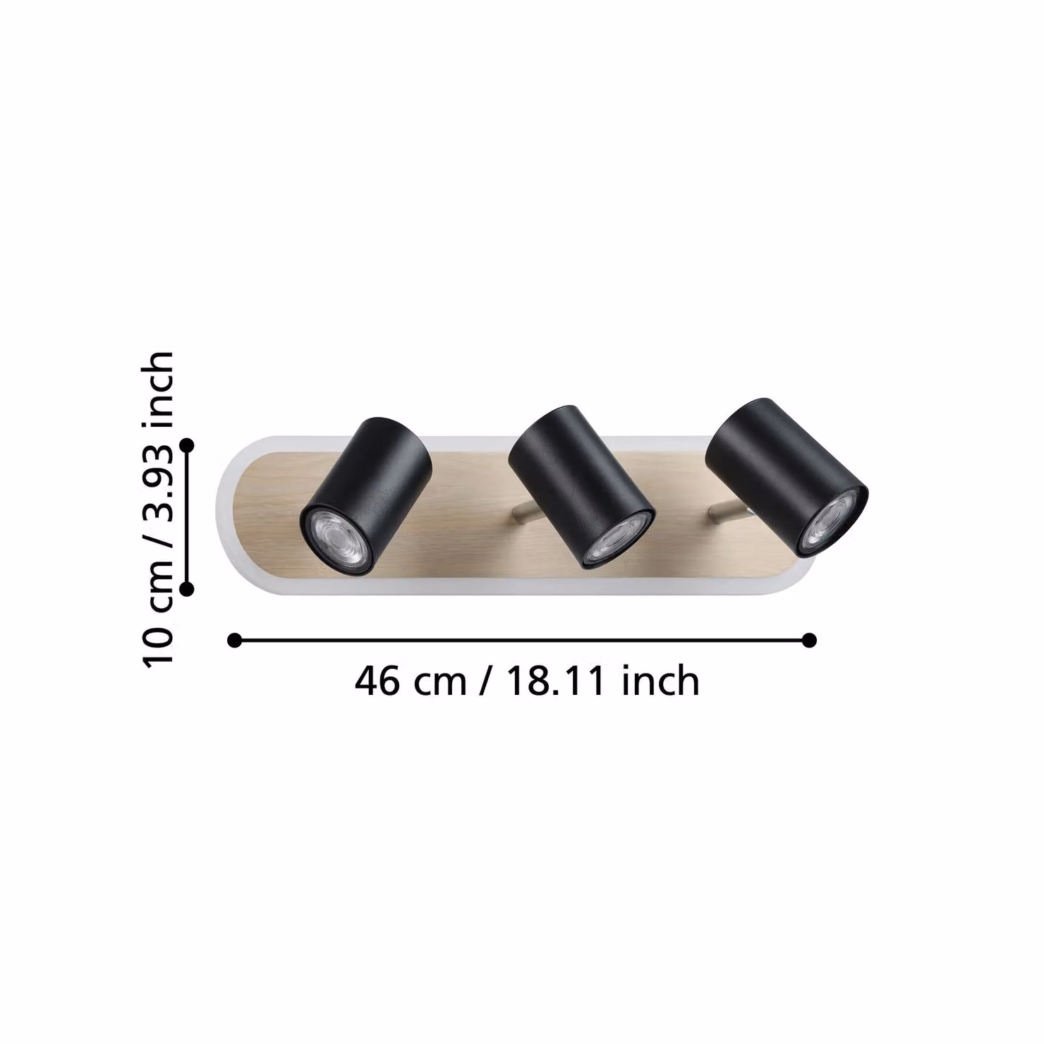 Eglo Rimbocchi Modern LED Oval Ceiling Lamp with 3 Adjustable Spotlights in Black and Wood – 3