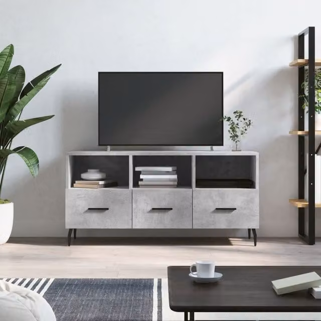 Berkfield Home Industrial TV Cabinet in Concrete Grey, W/D/H: 102 x 36 x 50 cm – 1