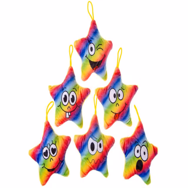 LG-Imports Single Plush Rainbow Star Pendant in White and Multicolour, 10 cm