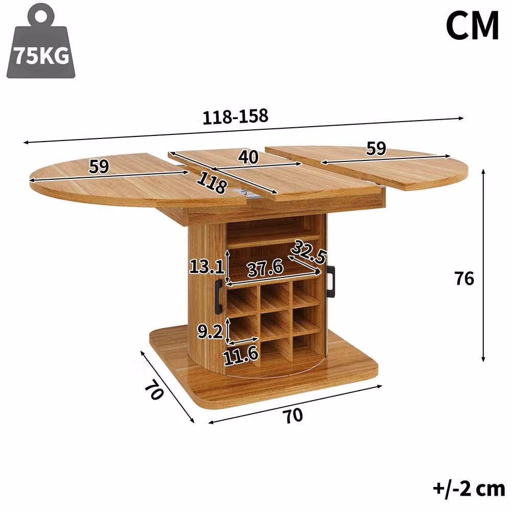 Rolipo Extendable Dining Table with Storage and Folding Top in Dark Brown – 2