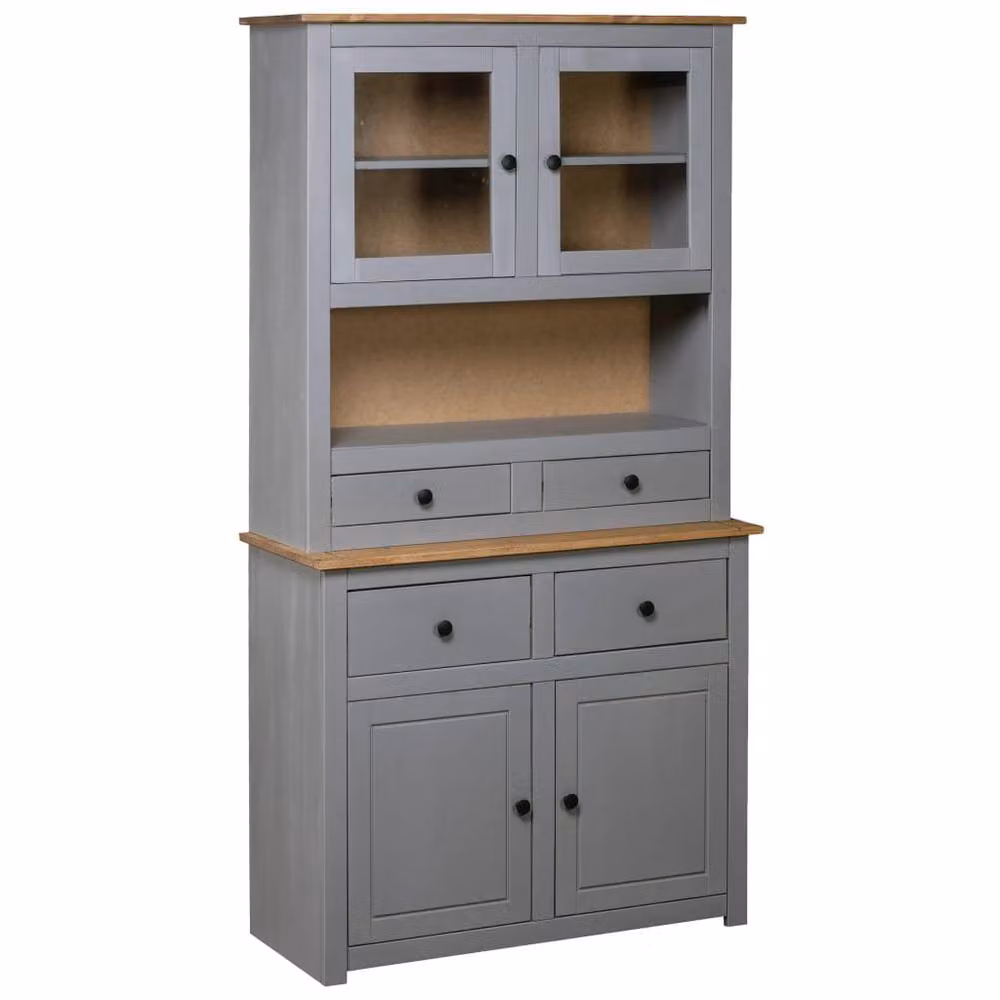 Berkfield Home Panama Grey Solid Pine Highboard W/D/H: 93 x 40.5 x 180 cm – 2