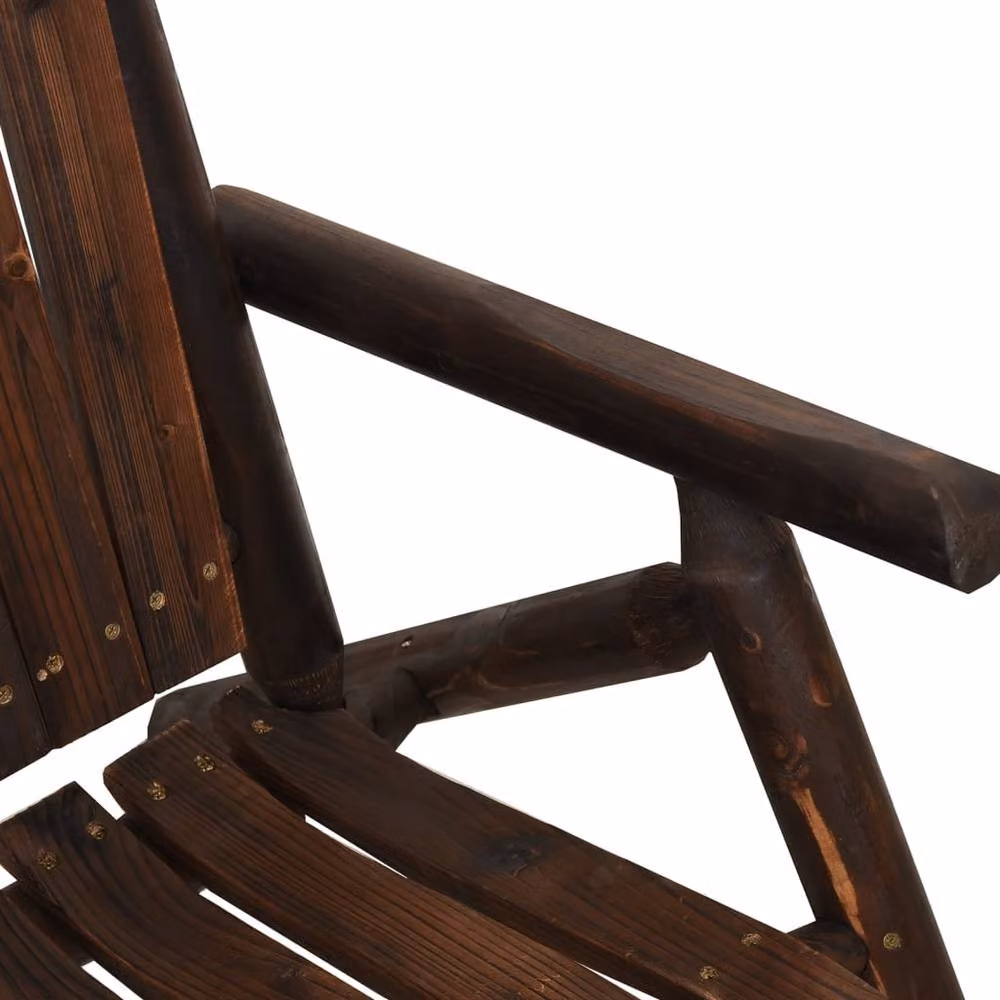 Berkfield Home Rustic Garden Chair in Brown Solid Spruce Wood, W: 68 cm, D: 86 cm, H: 103 cm – 4
