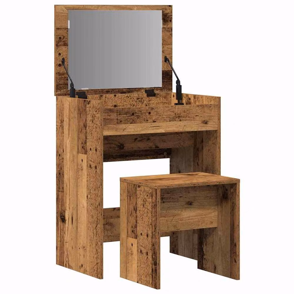 Berkfield Home Stylish Dressing Table with Mirror in Brown Old Wood Finish – 4