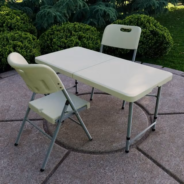 Home Vida Designs White 3 Piece Folding Garden Table and Chair Set