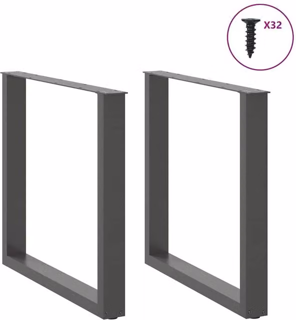 Berkfield Home Modern U-Shaped Coffee Table Legs, 2 Pieces, Anthracite Steel, W: 90 cm, H: 72.5 cm
