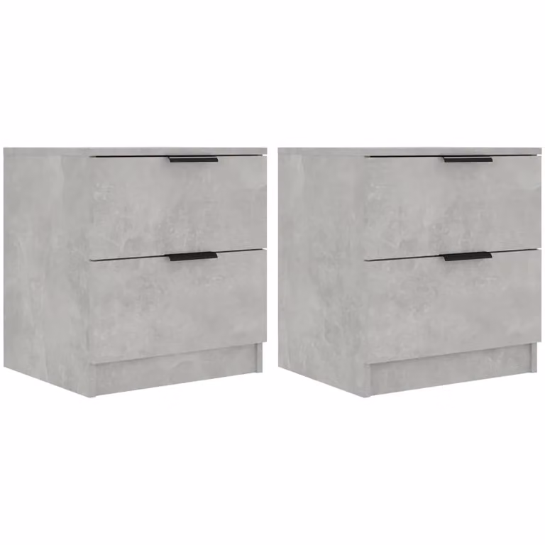 Berkfield Home Set of 2 Modern Bedside Cabinets in Concrete Grey MDF