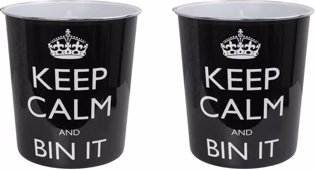 JVL Onyx Round Waste Bin Set of 2, 7L, Black
