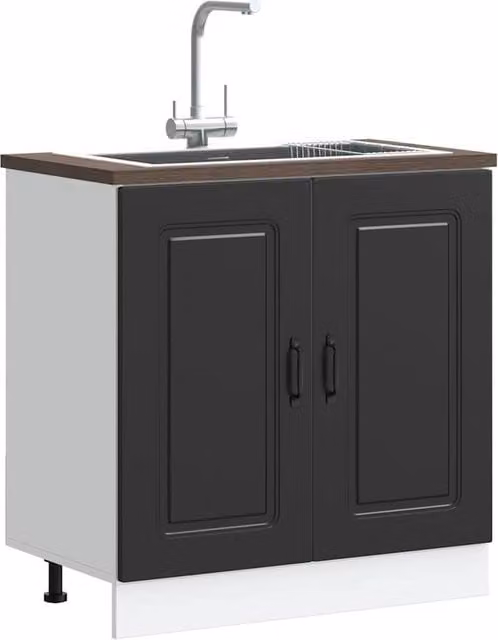Berkfield Home Kalmar Black Sink Base Cabinet, W/D/H: 80 x 46 x 81.5 cm – 1