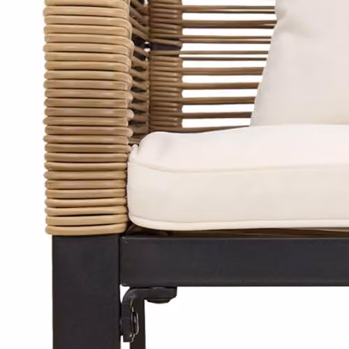 vidaXL 2-Seater Outdoor Bench with Armrests in Beige and White Poly Rattan, W: 117 cm, D: 54 cm, H: 74.5 cm – 6