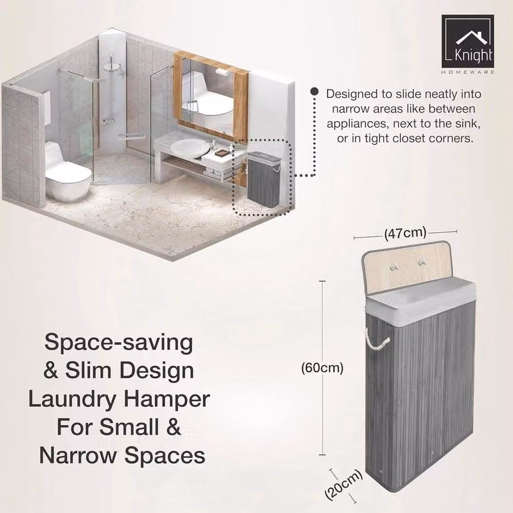 PAWNORA Bamboo Laundry Basket with Lid, Grey – 2