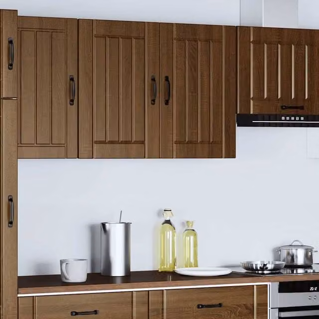 Berkfield Home Lucca Kitchen Wall Cabinet in Brown Oak Engineered Wood, W/D/H: 80 x 31 x 60 cm – 1