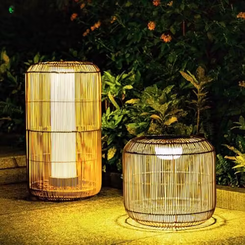 K LIVING Rao Small Rattan Solar Rechargeable LED Lantern Light in Brown – 3