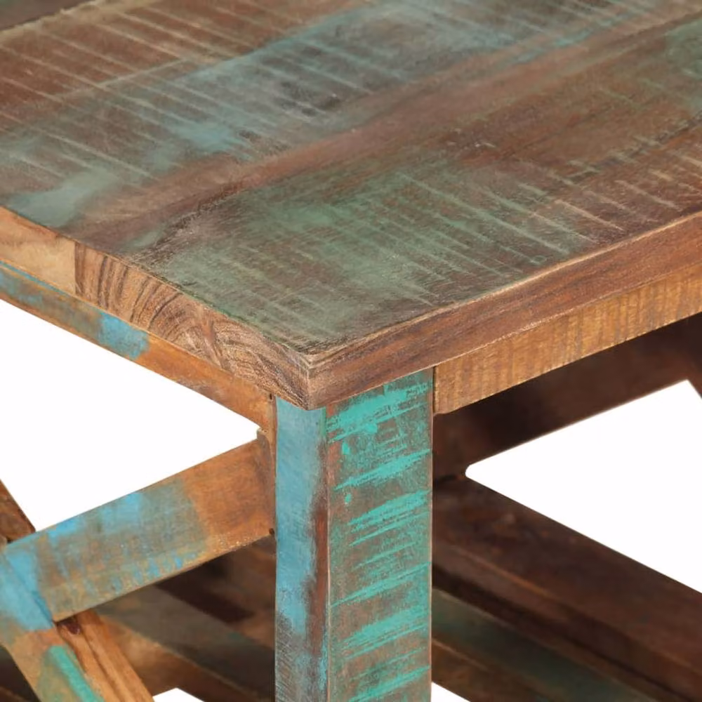 Berkfield Home Rustic Reclaimed Solid Wood Side Table with Castors, Brown, W/D/H: 40 x 40 x 42 cm – 3
