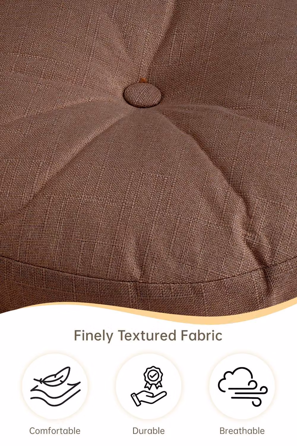 Living and Home Bohemian Style Round Linen Floor Cushion in Brown with Removable Cover – 2