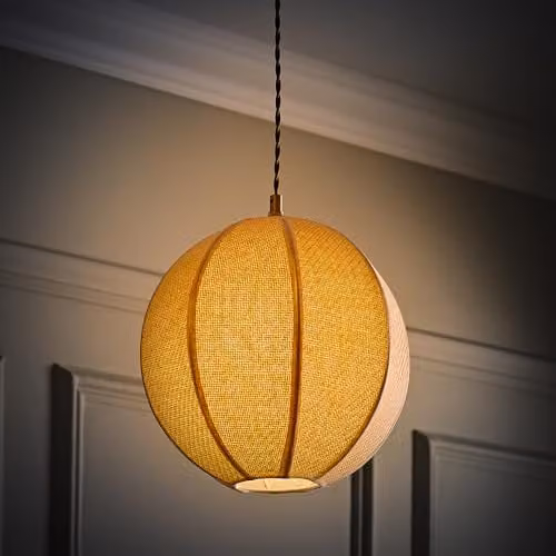 ValueLights Belle Woven Fabric Ball Easy Fit Ceiling Pendant Lamp Shade in Beige, Shade Width: 28 cm – 3