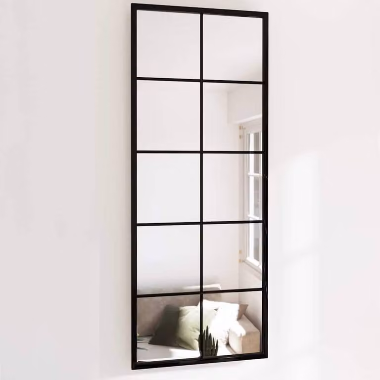 Berkfield Home Rectangular Metal Wall Mirror in Black, W: 100 cm, H: 40 cm