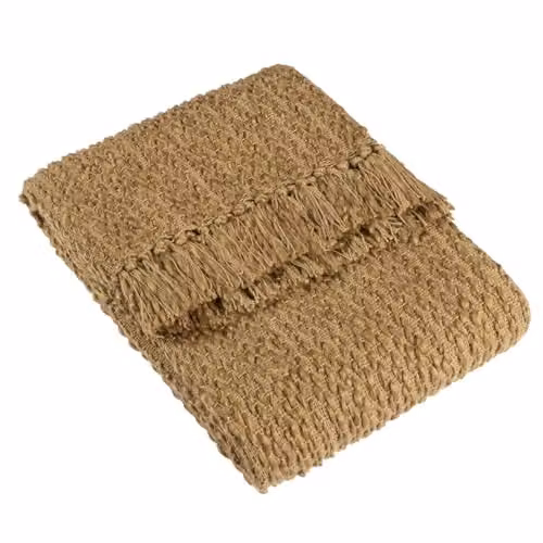 Riva Home Morni Woven Fringed Throw in Willow Beige, W/D/H: 130 x 180 cm