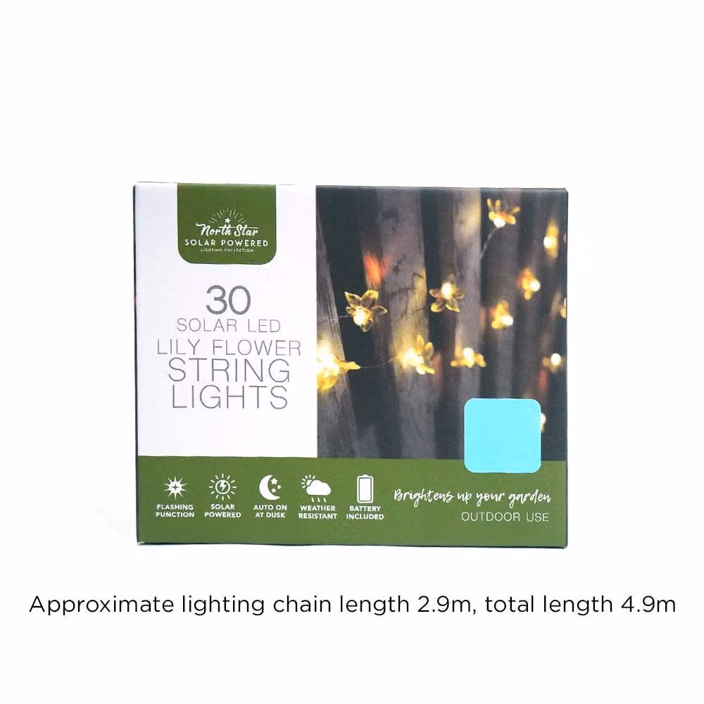 Voltico 30 Solar LED Lily Flower String Lights in Blue – 3