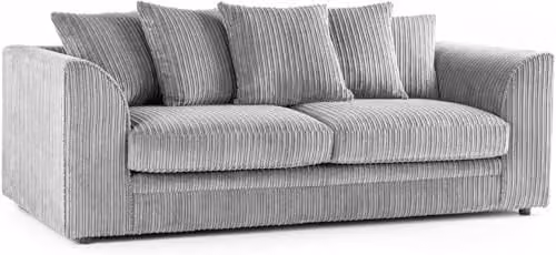 Bliss Furniture Dylan Scatter Back 3 Seater Sofa in Silver Grey Jumbo Cord Fabric – 1