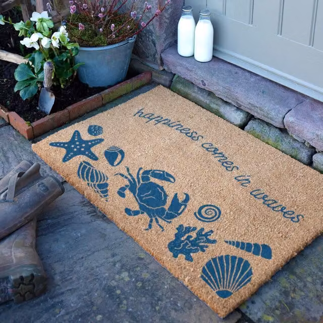 Artsy Mats Happiness Comes In Waves Doormat, Brown, W: 90 cm, D: 60 cm