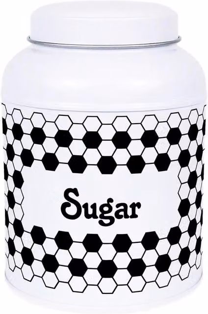 Purely Home Hexagon Geometric Metal Tea Canister with Small Domed Lid in Black or White