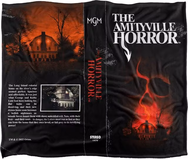 LOGOVISION Amityville Horror VHS Logo Super Soft Microfibre Throw Blanket, White and Multicolour, W: 152 cm, D: 127 cm – 6