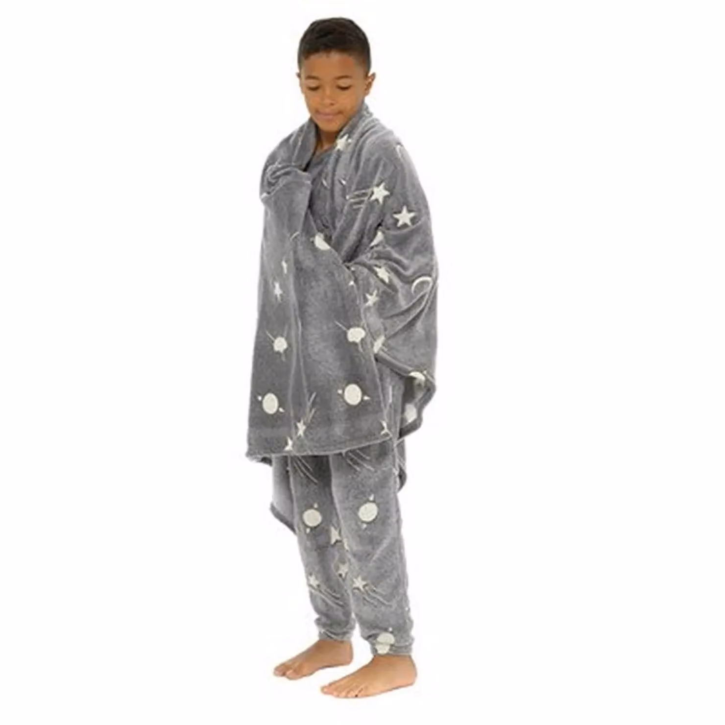 RJM Planets Print Glow In The Dark Blanket in Grey, W/D/H: 152 x 127 x 127 cm – 2