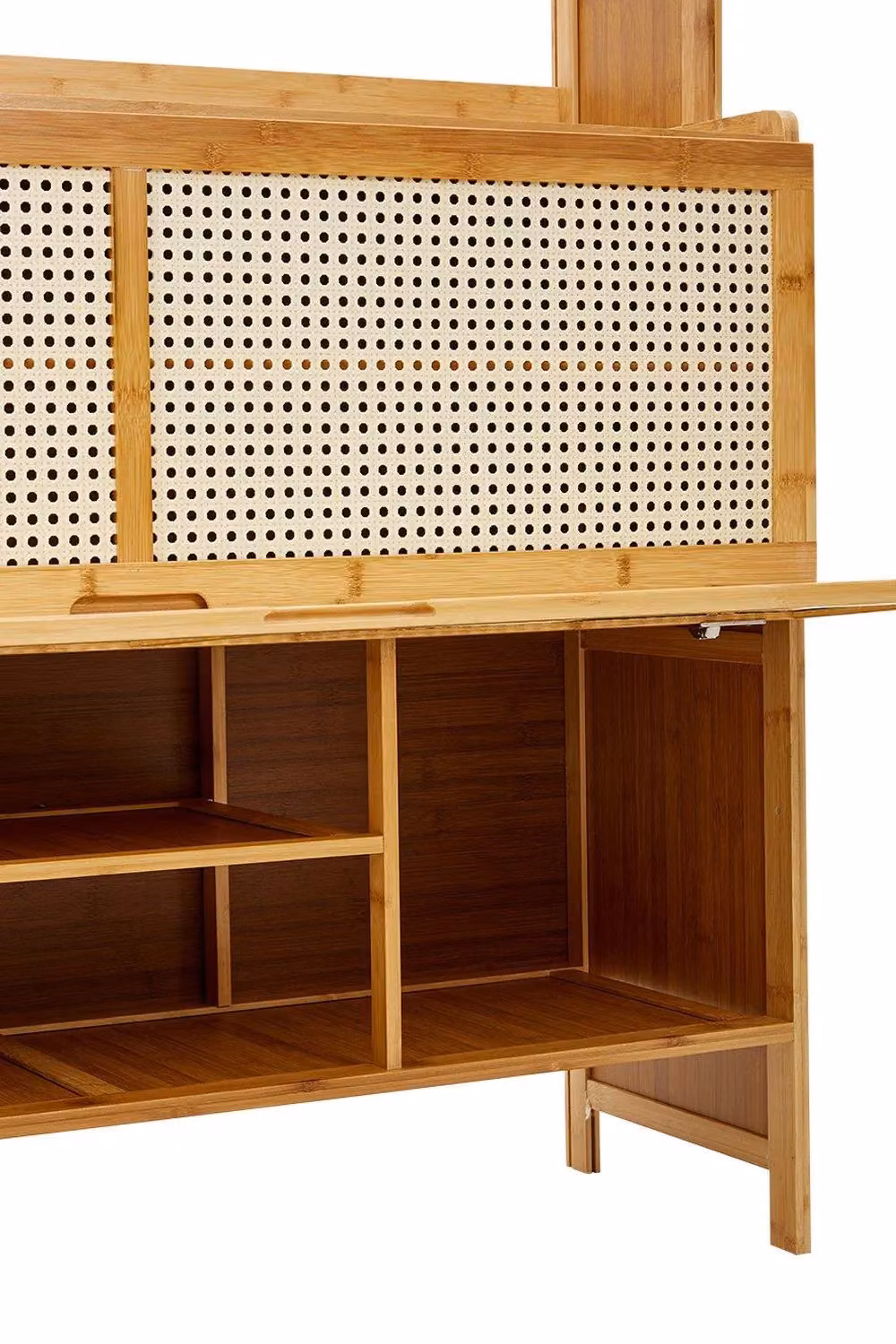 H&O Direct Scandinavian Wooden Entryway Shoe Cabinet in Brown with Internal Flat Shelves – 3