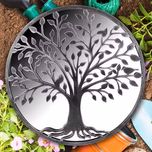 VFM e-Store Grey Tree of Life Garden Wall Mirror, W: 65 cm, H: 65 cm – 6