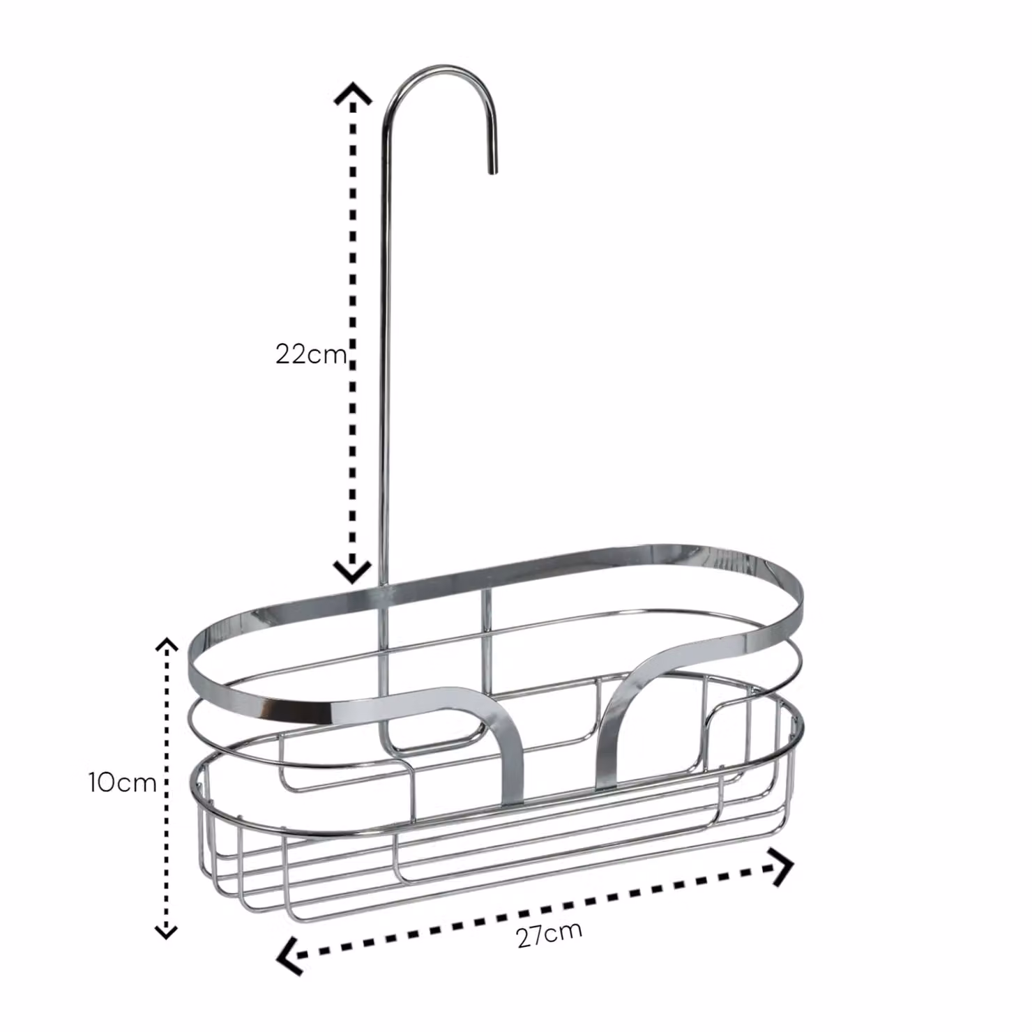 Showerdrape Dante Modern 3-Tier Freestanding Floor Caddy and Mini Caddy with Hooks in Silver Metal – 2