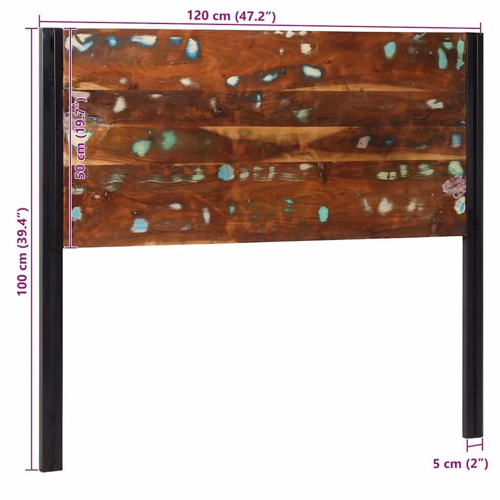 Berkfield Home Industrial Headboard in Brown Reclaimed Wood and Iron, Width: 120 cm – 4