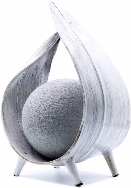 KDMD Natural Coconut Shell Tabletop Lamp in White