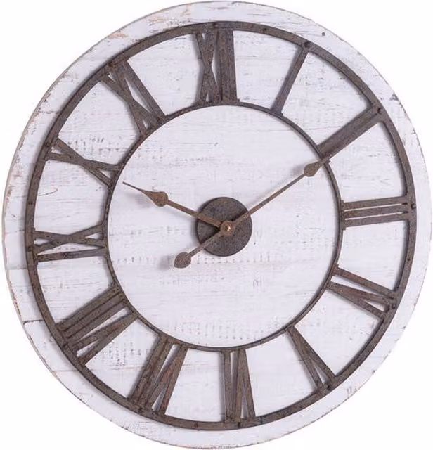 Hill Interiors Rustic Round Analog Wall Clock in Brown