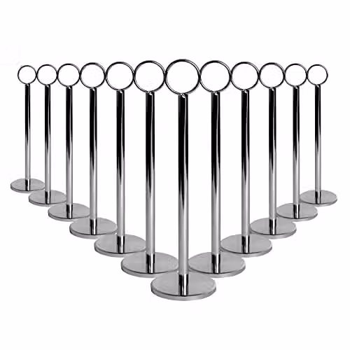 Argon Tableware Silver Stainless Steel Table Number Holders, Pack of 12, Height: 20 cm – 1