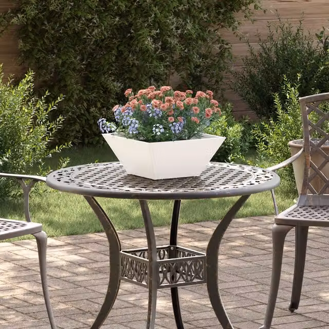 Berkfield Home Garden Bowl Planters, 5 Piece Set in White and Multicolour Steel, W/D/H: 35 x 35 x 15 cm