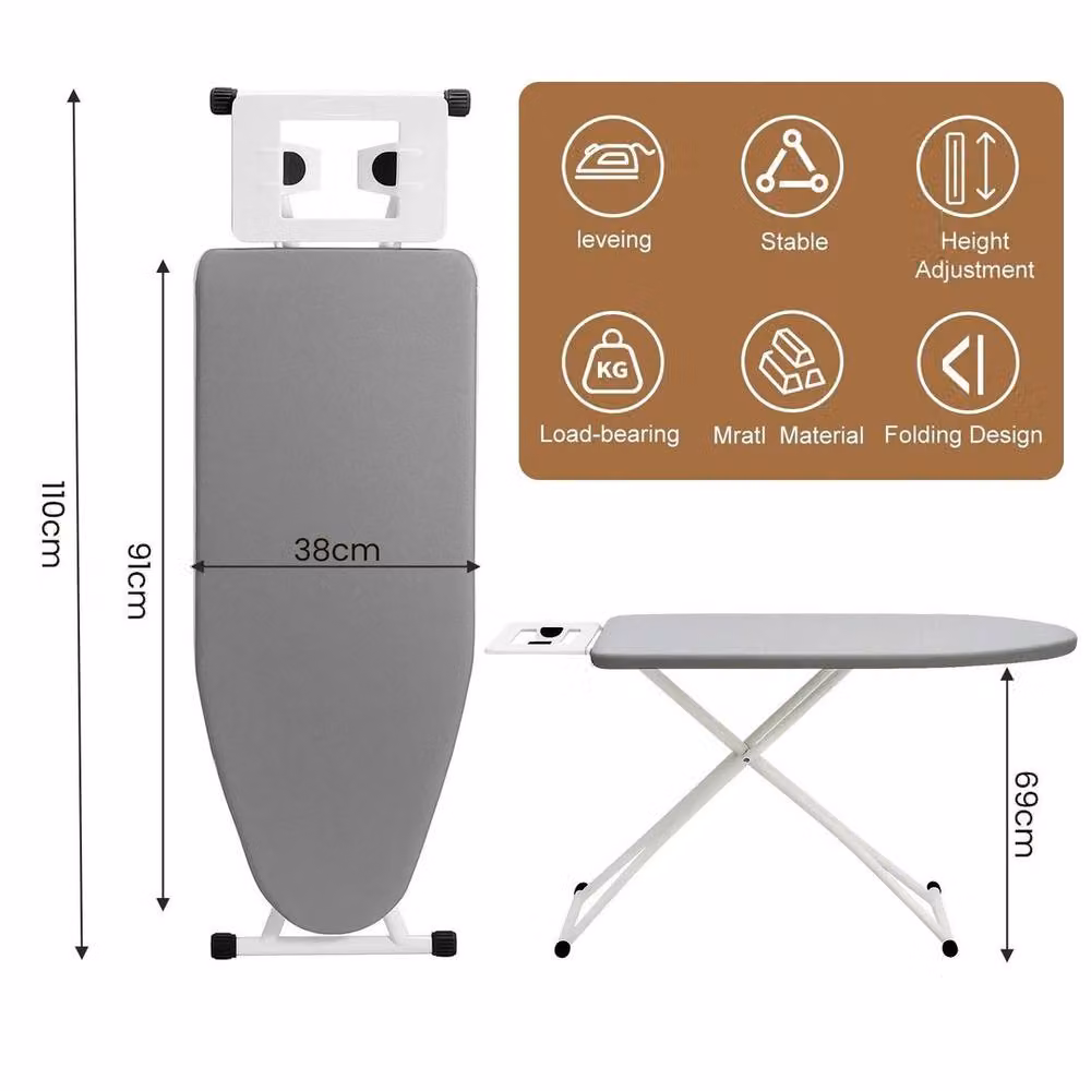 Kelvenix Grey Height Adjustable Ironing Board with 0.6m2 Fabric Surface – 2