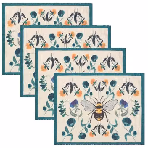 Wylder Nature Wild Garden Set of 4 Floral Indoor Outdoor Placemats, Multicolour, W: 46 cm, D: 36 cm – 2