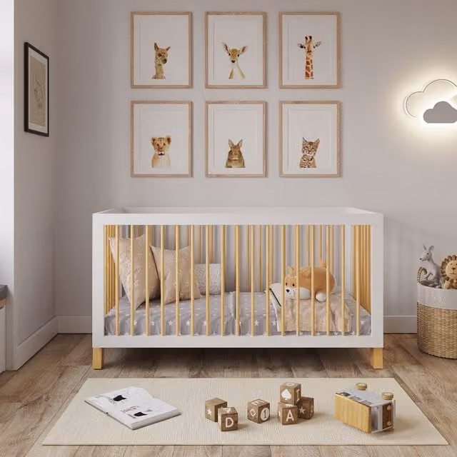 Love For Sleep Alexander Cot Bed in White and Anthracite Solid Pine