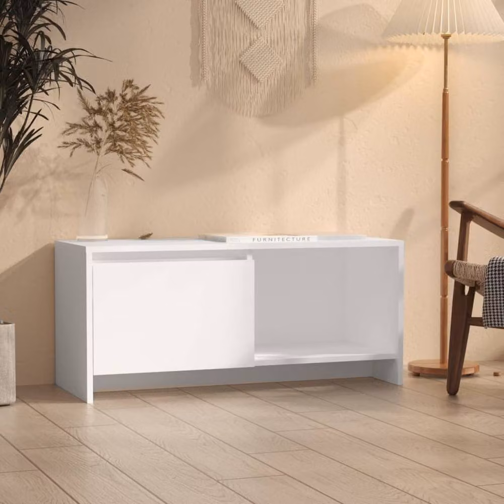 Berkfield Home White Minimalist TV Cabinet in Matt MDF, W/D/H: 90 x 35 x 40 cm – 2