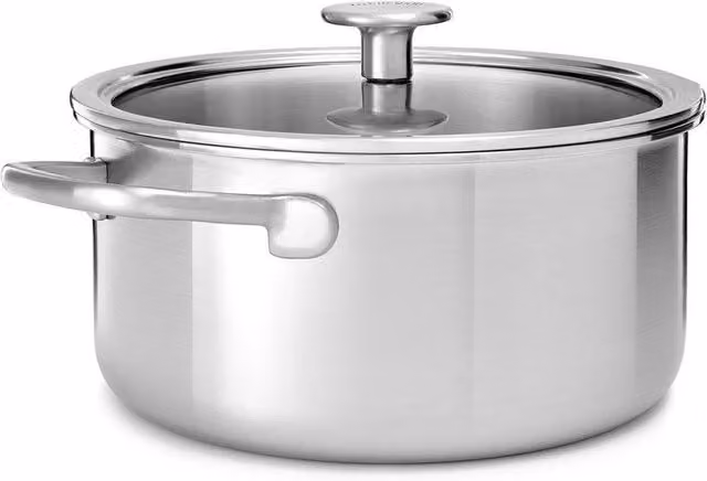 KitchenAid Stainless Steel Casserole with Lid, Silver, Diameter: 20 cm – 1