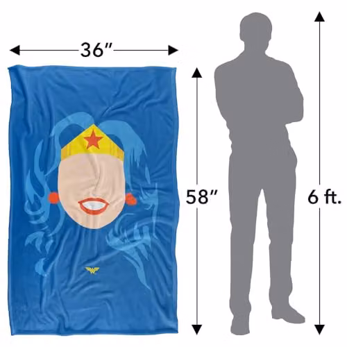 Warner Bros. Wonder Woman Large Face Super Soft Fleece Throw Blanket, Multicolour, W: 91.44 cm x D: 147.32 cm – 4