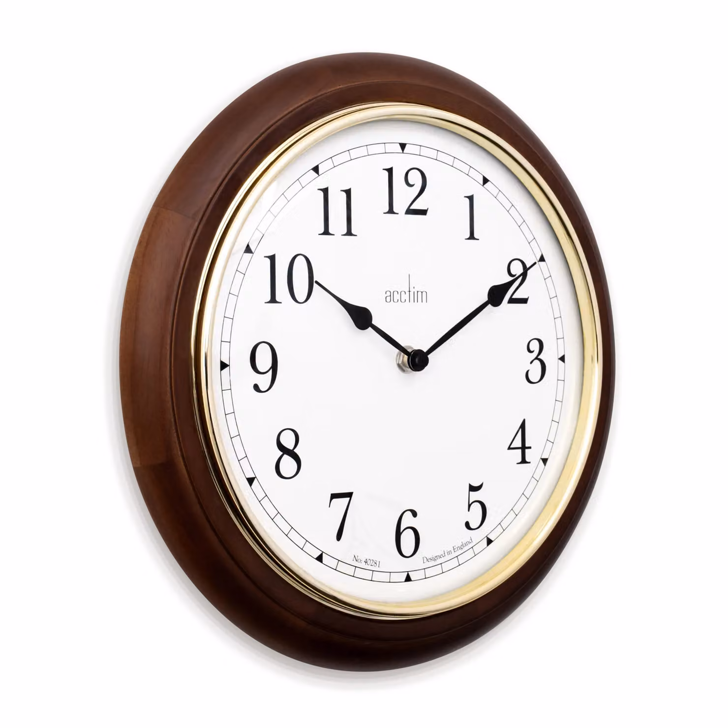 Acctim Winchester Classic Round Quartz Wall Clock in Brown with Wood and Glass Lens, Diameter: 31.5 cm – 2