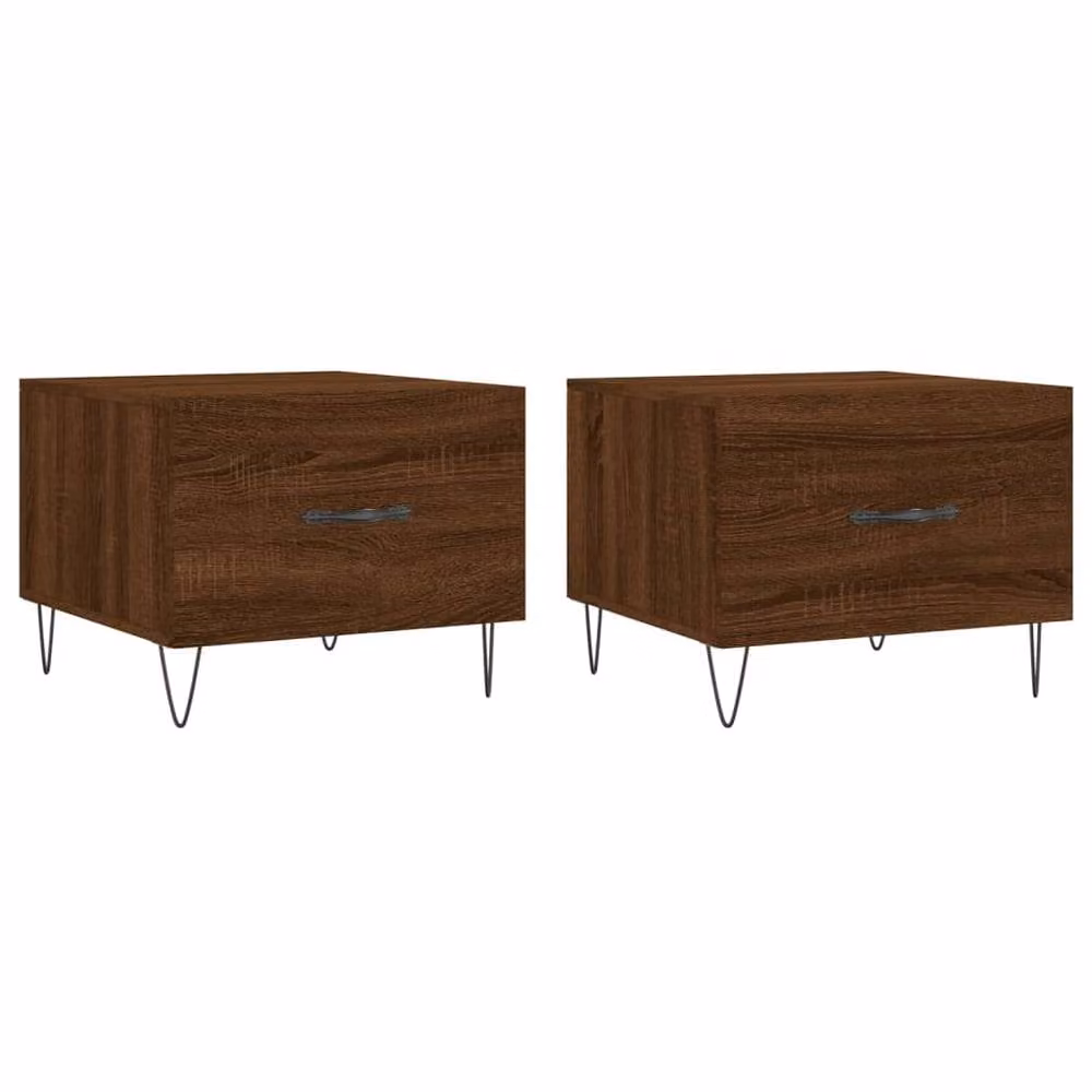 Berkfield Home Set of 2 Decorative Square Coffee Tables in Brown Oak, W/D/H: 50 x 50 x 40 cm – 3