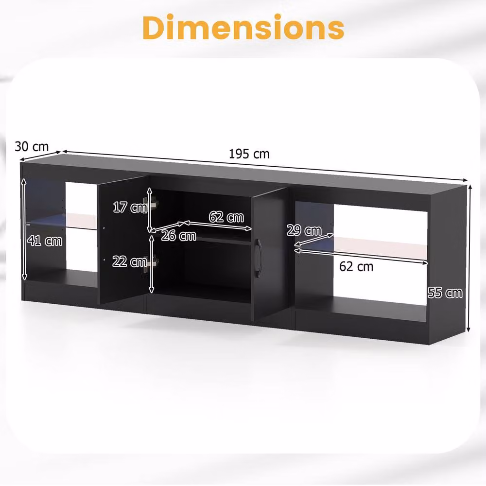 Gymax 3-Piece Modular 3-in-1 Entertainment Center and TV Stand for up to 85 inch TVs in Black – 2