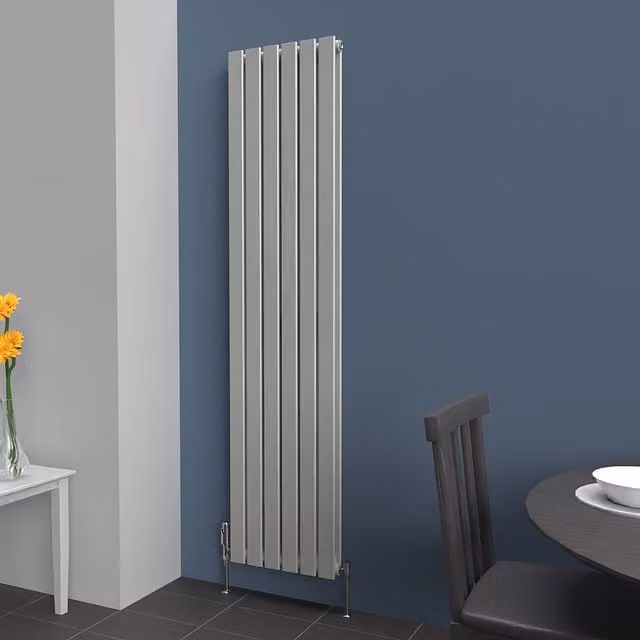 Lux Heat Flat Coloured Vertical Double Radiator in Dove Grey, H: 180 cm, W: 42 cm