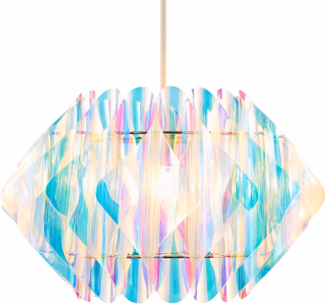 Litecraft Glow Iridescent Easy to Fit Round Lampshade, Multicolour Purple, Diameter: 40 cm