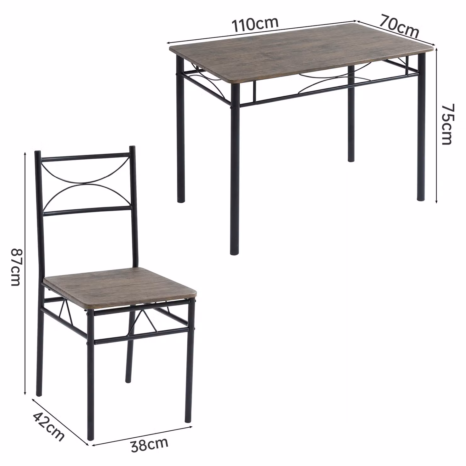 MCC Direct Silvia Dining Table and 4 Chairs Set in Brown with Metal Frame – 3