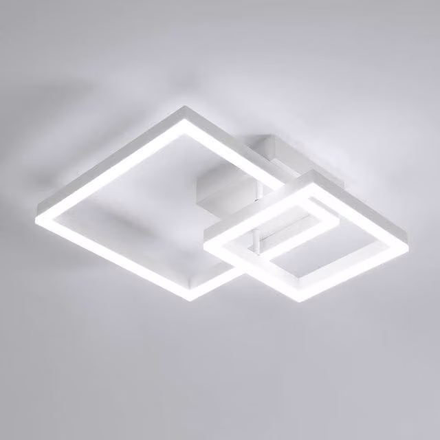 Pheashine Modern Geometric LED Ceiling Light in White with Dimmable Adjustable Colour Temperature and Remote Control
