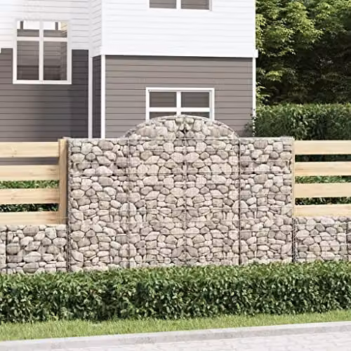 vidaXL 11-Piece Arched Gabion Baskets in Silver Galvanised Steel for Garden Landscape Fencing and Outdoor Patio Retaining Walls – 2