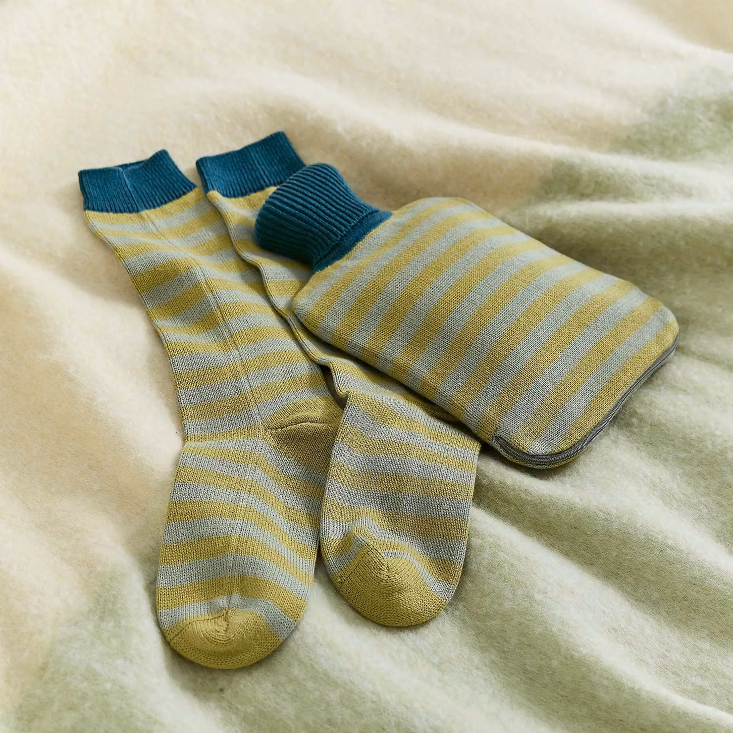 Land & Shore Shore Stripe Socks in Green, Blue and Multicolour – 2